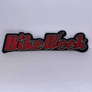 Bike Week Large Embroidered Iron-On or Sew-On Patch 9" x 2" Biker Moto Red Black